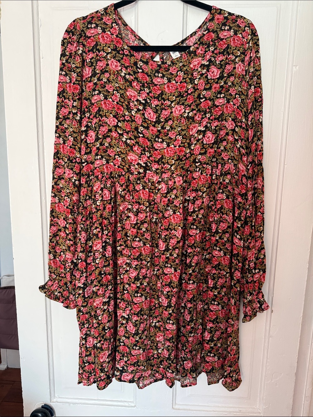 Floral Junior’s dress- Pink on Black